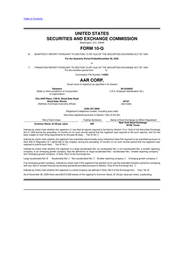 Thumbnail AAR 10-Q Quarterly Report FY2026 