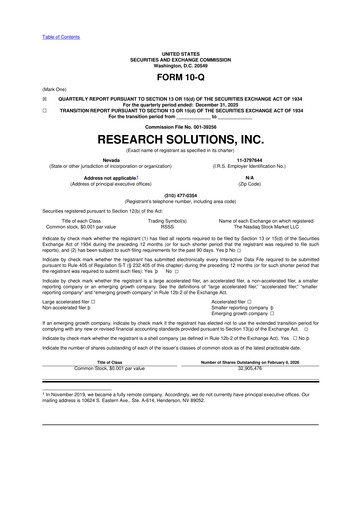 Miniature Research Solutions 10-Q Rapport trimestriel 2026 