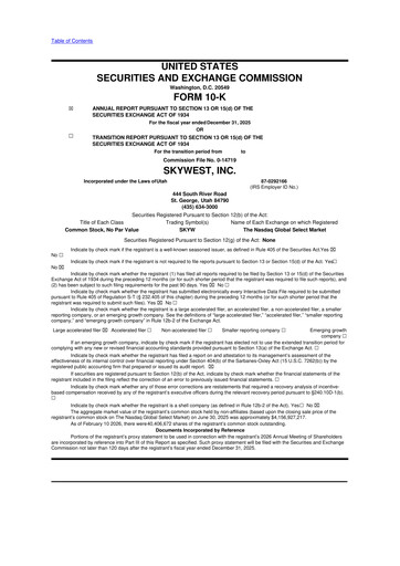 Thumbnail SkyWest 10-K Annual Report 2025