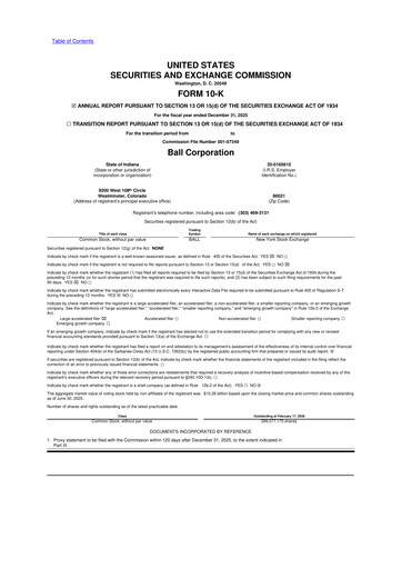 Thumbnail Ball Corporation
 10-K Annual Report 2025