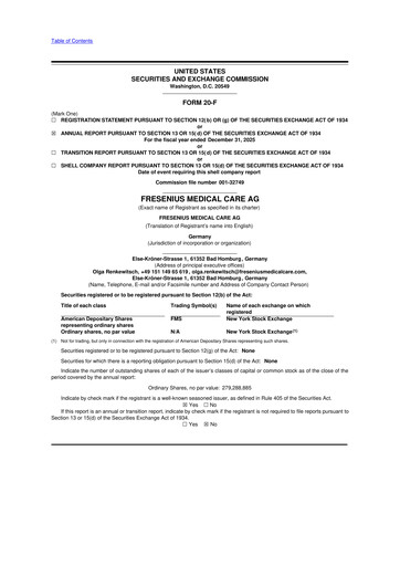 Thumbnail Fresenius Medical Care 20-F Annual Report 2025