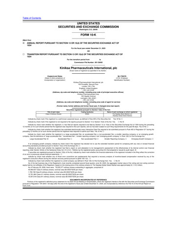 Thumbnail Kiniksa Pharmaceuticals
 10-K Annual Report 2025