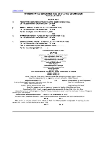 Thumbnail SAP 20-F Annual Report 2025