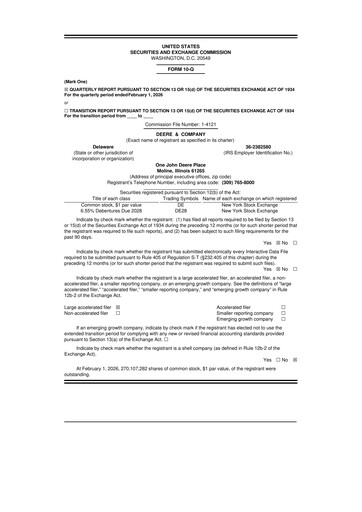 Thumbnail Deere & Company (John Deere) 10-Q Quarterly Report FY2026 