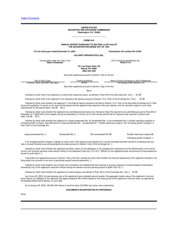 Thumbnail Aclaris Therapeutics 10-K Annual Report 2025