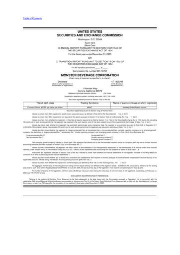 Thumbnail Monster Beverage 10-K Annual Report 2025