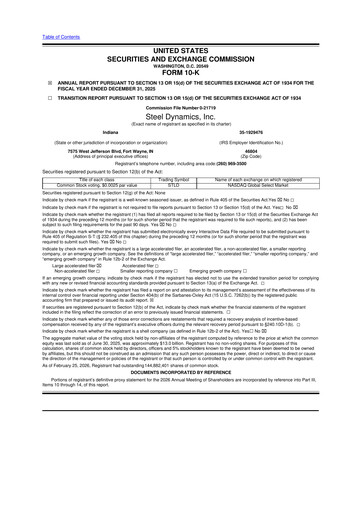 Thumbnail Steel Dynamics
 10-K Annual Report 2025