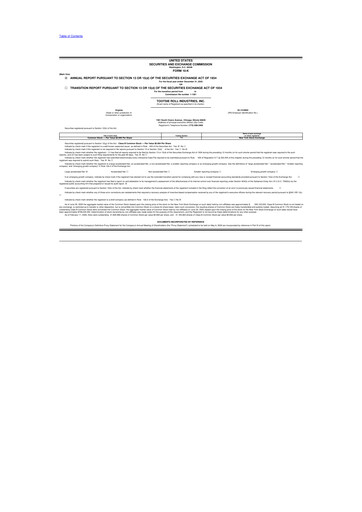 Miniature Tootsie Roll Industries
 10-K Rapport annuel 2025