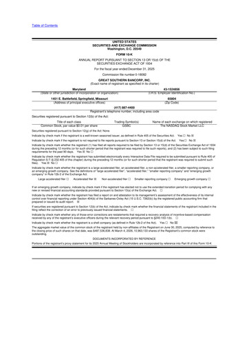 Thumbnail Great Southern Bancorp 10-K Annual Report 2025