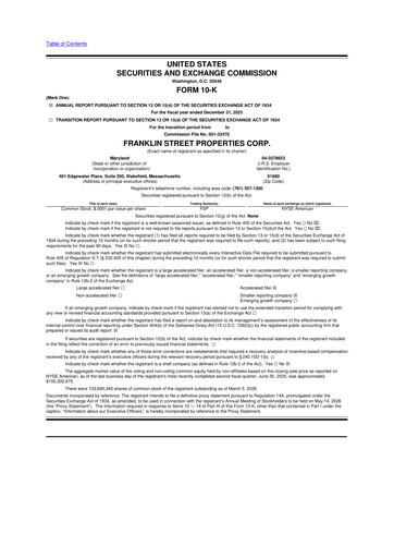 Miniature Franklin Street Properties 10-K Rapport annuel 2025