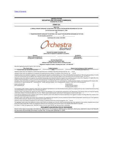 Thumbnail Orchestra BioMed  10-K Annual Report 