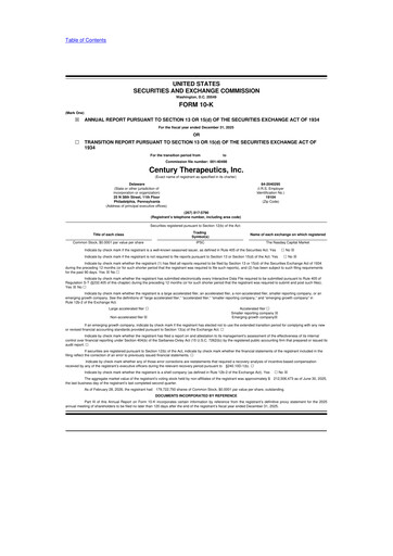 Thumbnail Century Therapeutics 10-K Annual Report 2025