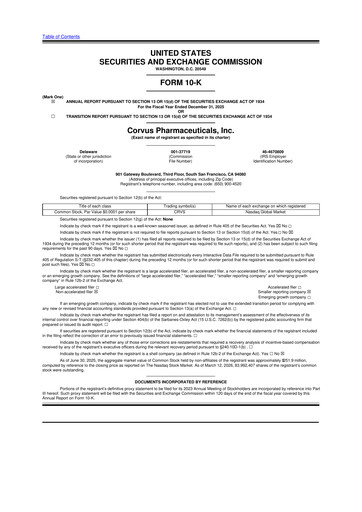 Thumbnail Corvus Pharmaceuticals
 10-K Annual Report 2025