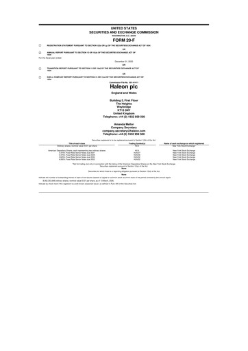 Vorschaubild Haleon 20-F Jahresbericht 2025
