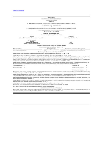 Vorschaubild Hudson Technologies 10-K Jahresbericht 2025