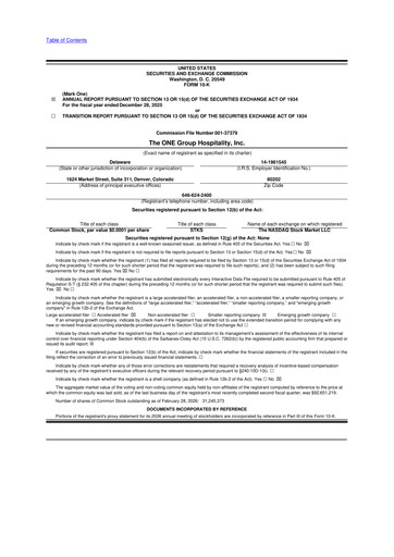 Thumbnail The ONE Group Hospitality 10-K Annual Report 2025