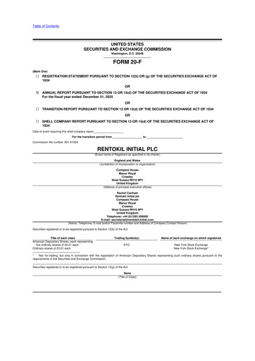 Thumbnail Rentokil Initial 20-F Annual Report 