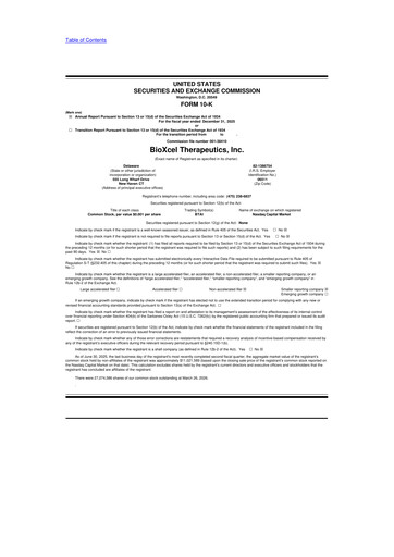 Thumbnail BioXcel Therapeutics 10-K Annual Report 2025