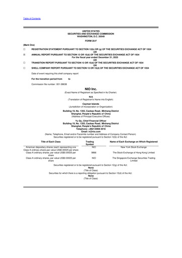 Thumbnail NIO 20-F Annual Report 