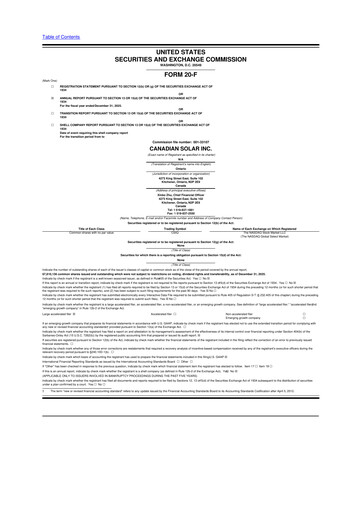 Thumbnail Canadian Solar
 20-F Annual Report 