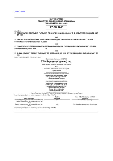 Thumbnail ZTO Express
 20-F Annual Report 