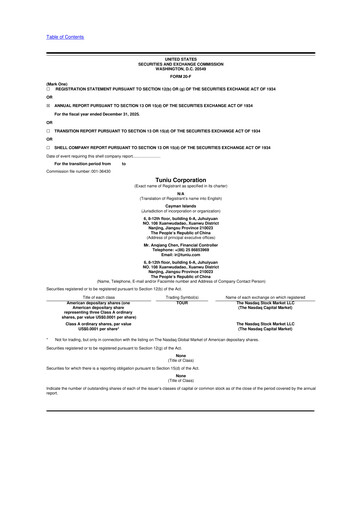 Thumbnail Tuniu Corporation 20-F Annual Report 
