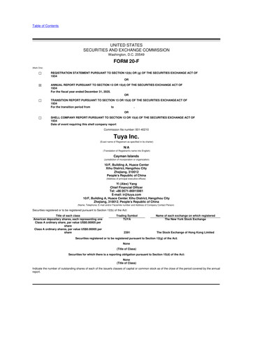 Thumbnail Tuya Inc. 20-F Annual Report 