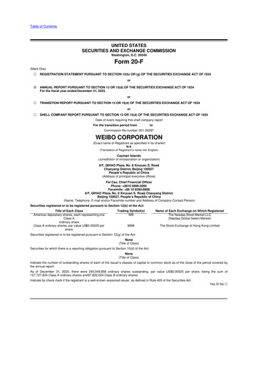 Thumbnail Weibo 20-F Annual Report 