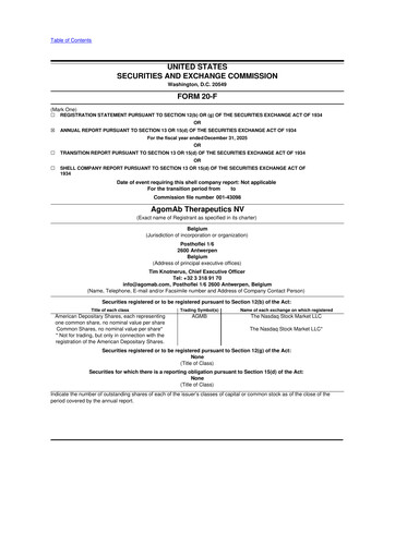 Thumbnail Agomab Therapeutics  20-F Annual Report 