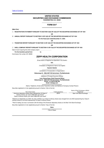 Thumbnail Zepp Health 20-F Annual Report 