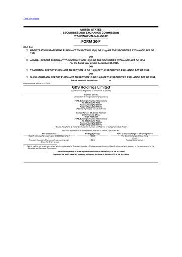 Vorschaubild GDS Holdings 20-F Jahresbericht 