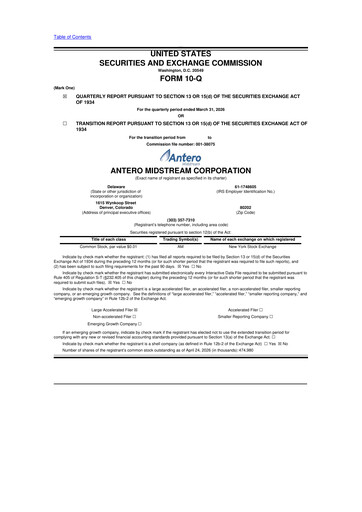 Thumbnail Antero Midstream
 10-Q Quarterly Report FY 