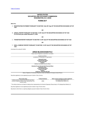 Thumbnail Argo Blockchain 20-F Annual Report 
