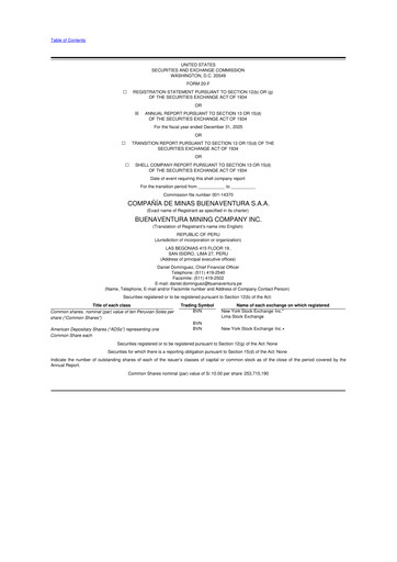 Thumbnail Buenaventura Mining Company  20-F Annual Report 