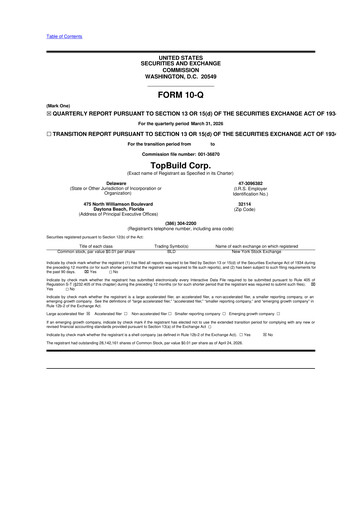 Thumbnail TopBuild 10-Q Quarterly Report FY 