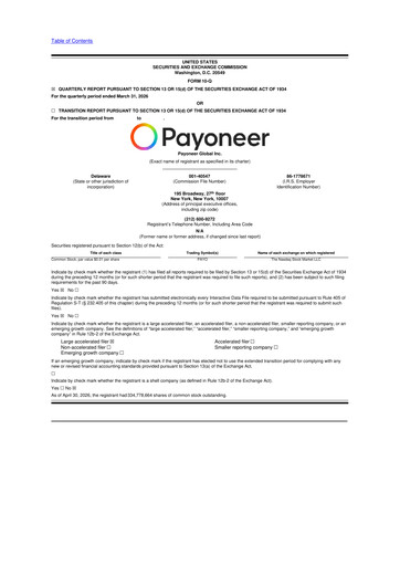 Thumbnail Payoneer 10-Q Quarterly Report FY 