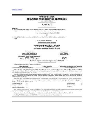 Miniature Profound Medical 10-Q Rapport trimestriel  