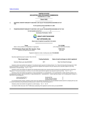 Thumbnail W&T Offshore 10-Q Quarterly Report FY 