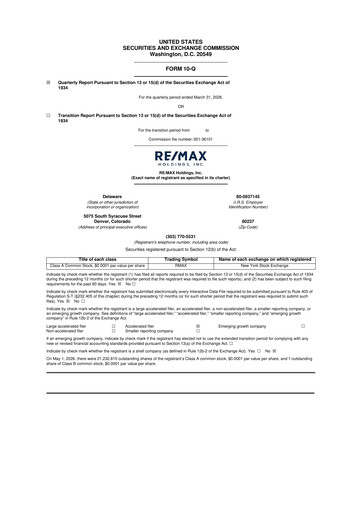 Thumbnail RE/MAX Holdings 10-Q Quarterly Report FY 