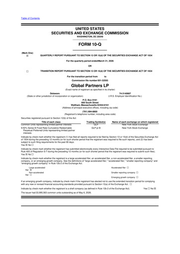 Thumbnail Global Partners LP 10-Q Quarterly Report FY 