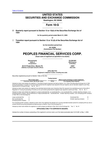 Vorschaubild Peoples Financial Services 10-Q Quartalsbericht  