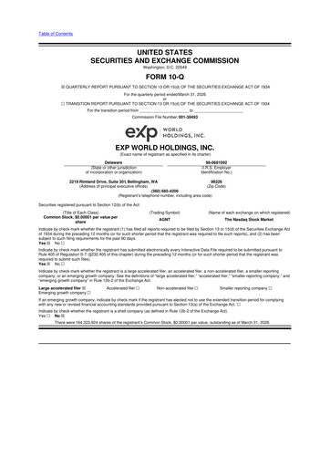 Thumbnail eXp World Holdings
 10-Q Quarterly Report FY 