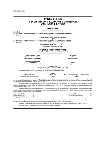 Thumbnail Perpetua Resources 10-Q Quarterly Report FY 