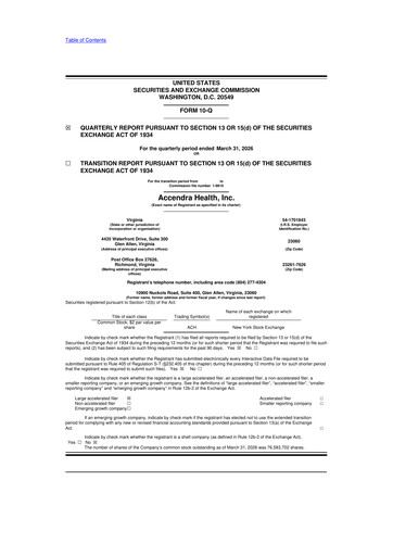 Vorschaubild Owens & Minor

 10-Q Quartalsbericht  