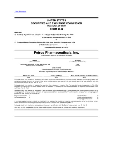 Thumbnail Petros Pharmaceuticals 10-Q Quarterly Report FY 