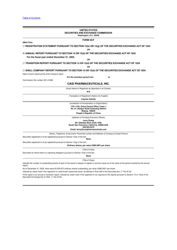 Thumbnail CASI Pharmaceuticals 20-F Annual Report 