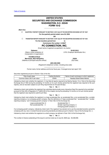 Thumbnail PC Connection
 10-Q Quarterly Report FY2026 