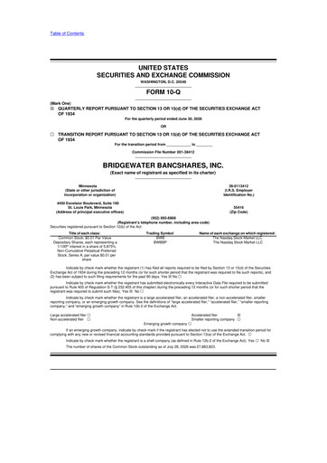 Thumbnail Bridgewater Bancshares 10-Q Quarterly Report FY2026 