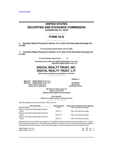 Vorschaubild Digital Realty 10-Q Quartalsbericht  
