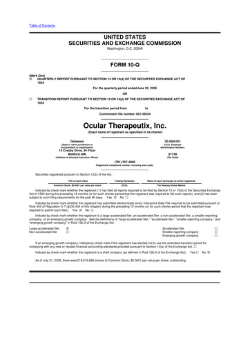 Thumbnail Ocular Therapeutix 10-Q Quarterly Report FY2026 